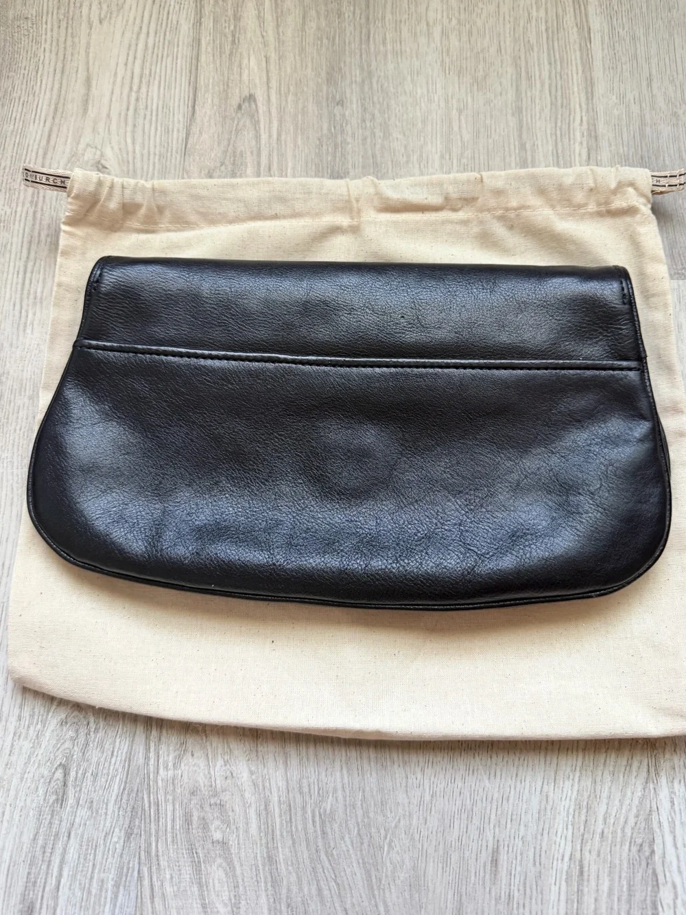 Tory Burch - Black Leather Shoulder Bag/Clutch w/ Gold Logo and Detachable Chain